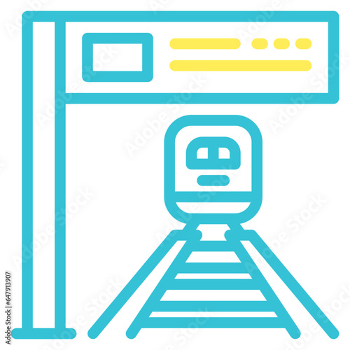  train station, train, subway, metro, train platform, station Icon, Line color style icon vector illustration, Suitable for website, mobile app, print, presentation, infographic and any other project.