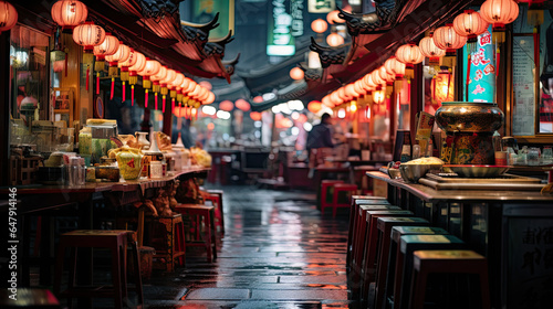 Restaurant street in China at night