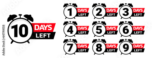 Number of days left to go sign for sale and promotion. Countdown left days.