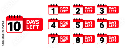 Number of days left to go sign for sale and promotion. Countdown left days.
