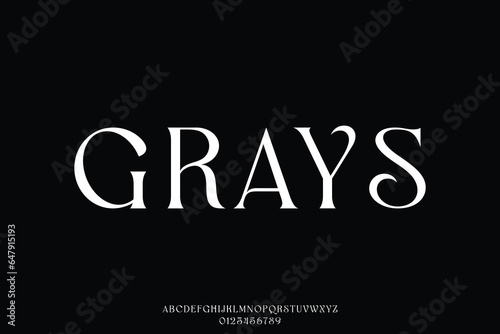 Minimalist elegant natural curved alphabet display font vector. Creative decorative serif typography style illustration