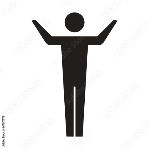 Man icon open arms vector male person with raised hands symbol in a glyph pictogram illustration