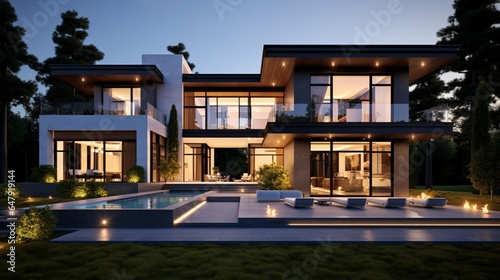 Modern, luxury home showcase exterior 8k, © Counter