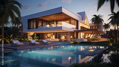 Modern luxury villa with swimming pool 8k,