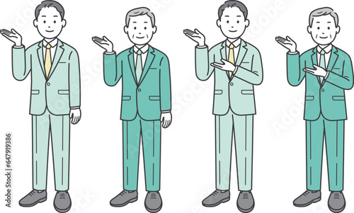 案内をするビジネスマン　斜め