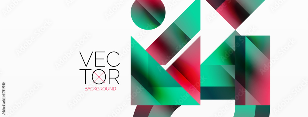 Geometric background with squares, triangles, circles. Shapes harmoniously interact, creating visually striking design for digital designs, presentations, website banners, social media posts Geometric background with squares, triangles, circles. Shapes harmoniously interact, creating visually striking design for digital designs, presentations, website banners, social media posts