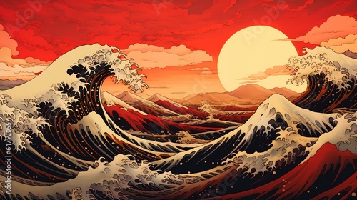 sunset large wave red sky shogun era mystery quotient ripple avatar visual deep still photo