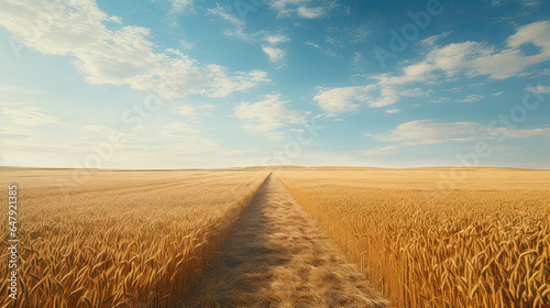 Pathway in a golden wheat field