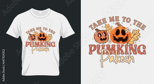 Take me to the pumking pakech Halloween Spooky Vibes SVG T-Shirt Design