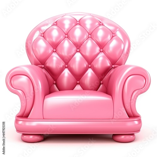 An elegant fancy pink glossy spandex leather armchair, isolated on white background photo