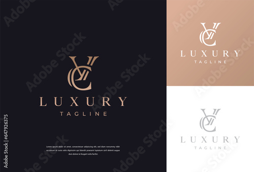 Elegant letters Initials Monogram logo CV, VC, C and V