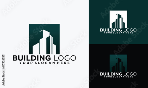 Modern city, skyscraper logo. Construction, building icon or label. Vector illustration