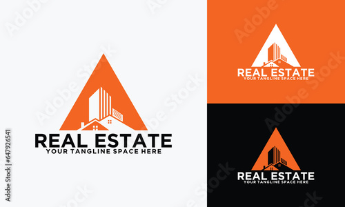 Abstract real estate agent logo icon vector design. Rent, sale of real estate vector logo, House cleaning, home security, real estate auction. Vector building logo concept.