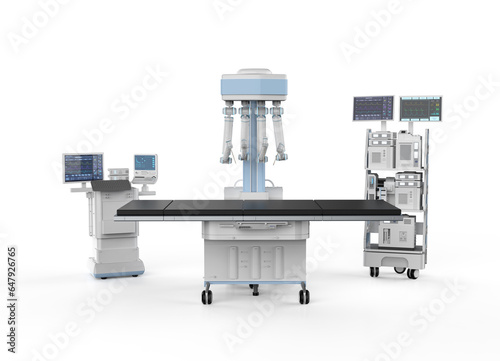 Robotic assisted surgery on white background