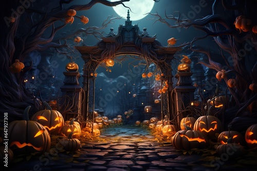 character and gate Halloween theme. 3D cute style. © jakapong