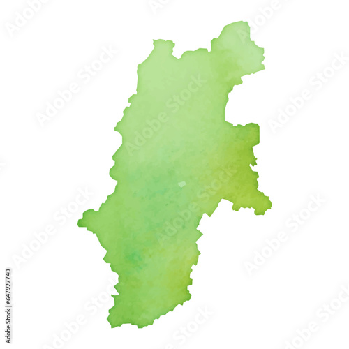 水彩風の長野県地図のイラスト