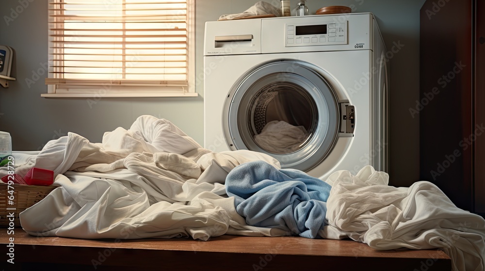 Prepare to wash clothes in the washing machine. Home appliances Prepare to wash clothes in the washing machine. Home appliances