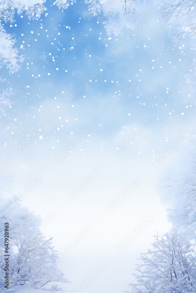 Christmas empty winter nature snow border Generative AI Christmas empty winter nature snow border Generative AI