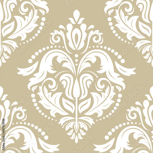 Obraz na płótnie Orient classic pattern. Seamless abstract background with vintage elements. Orient golden and white background. Ornament for wallpapers and packaging w salonie