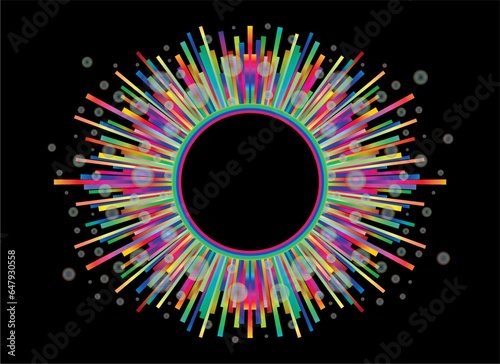 Colorful banner with splash explosion design with frame. Celebration event, invitation, anniversary. Dimension 3:1. Vector illustration.