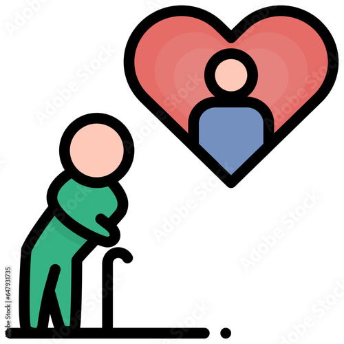 elderly caregiver filled outline style icon