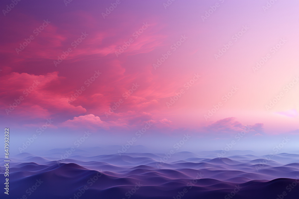 Fototapeta premium Sunset over the Sea, Blue and Purple Color Shades Cloud Sky. Generative AI