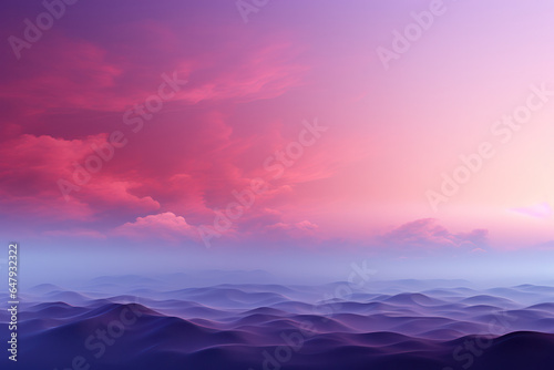 Sunset over the Sea, Blue and Purple Color Shades Cloud Sky. Generative AI © BussarinK