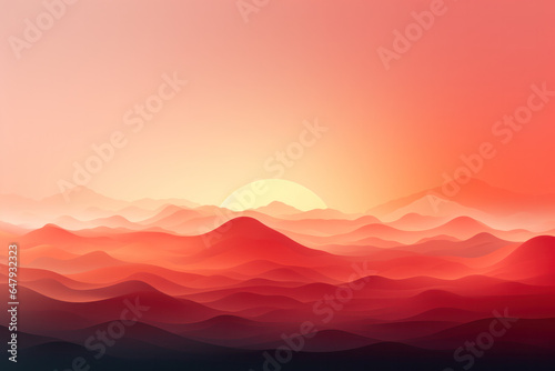Vibrant Sunset Landscape, Orange Color Cloudy Sky. Generative AI