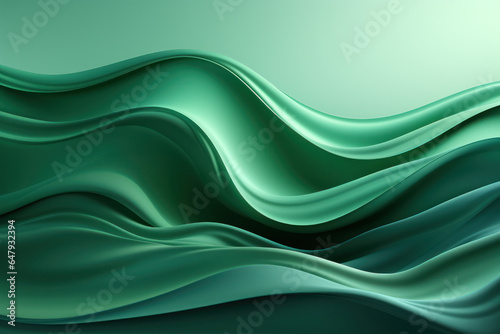 Abstract Green Wave Gradient Background, Curve Motion Concept. Generative AI