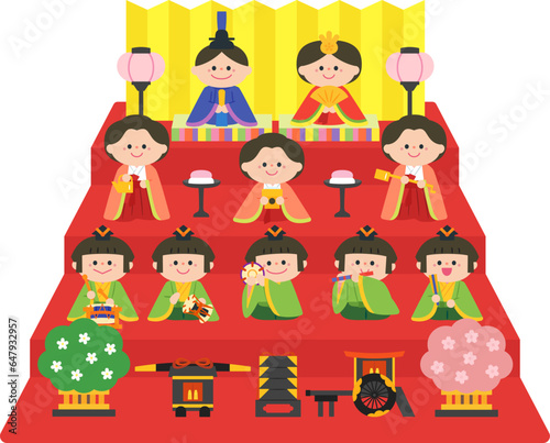 ひなまつり　雛人形：十人飾り.