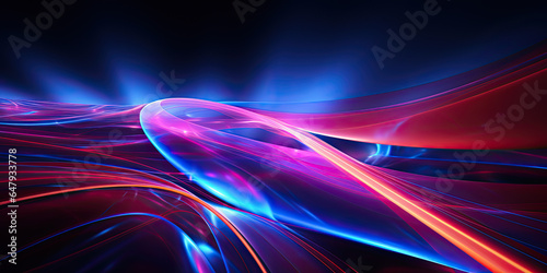 3d render, abstract neon background. Colorful glowing lines. Digital data transfer. Futuristic wallpaper.