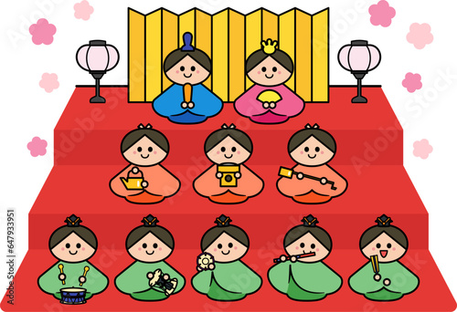 ひなまつり　雛人形：十人飾り.