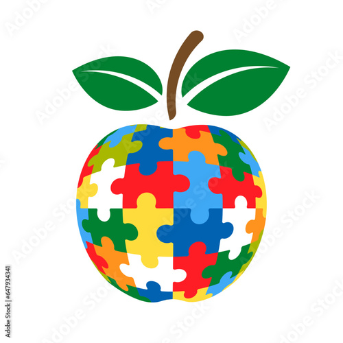 Abstract colorful puzzle apple concept vector isolated on white background	
