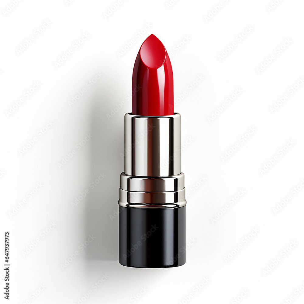 Red lipstick tube on white background. Made with generative ai Red lipstick tube on white background. Made with generative ai