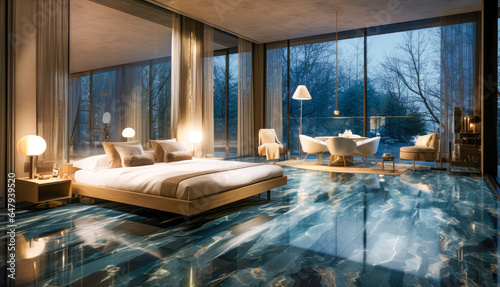 Dreamlike luxury hotel interior with elegant furnishings