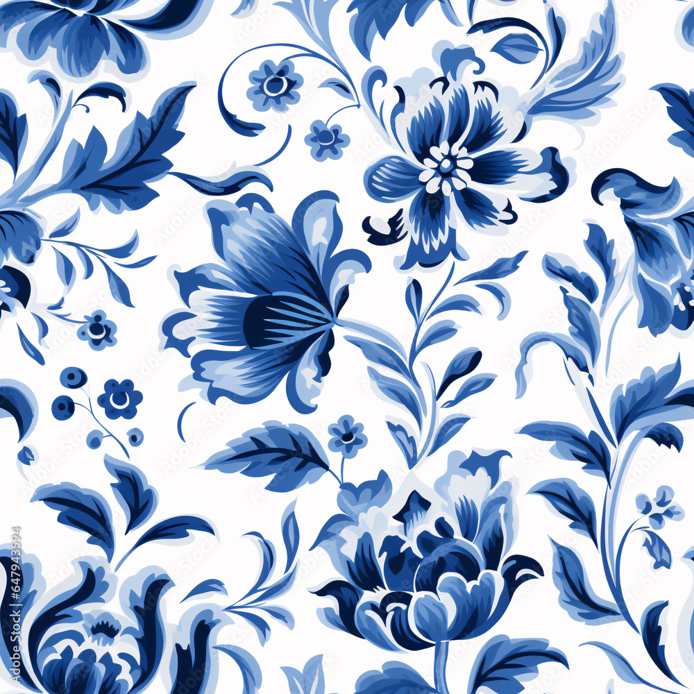 Dutch vibes come to life in this watercolor gouache pattern, offering a ...