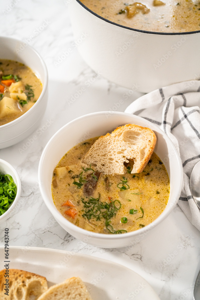 Creamy wild mushroom soup