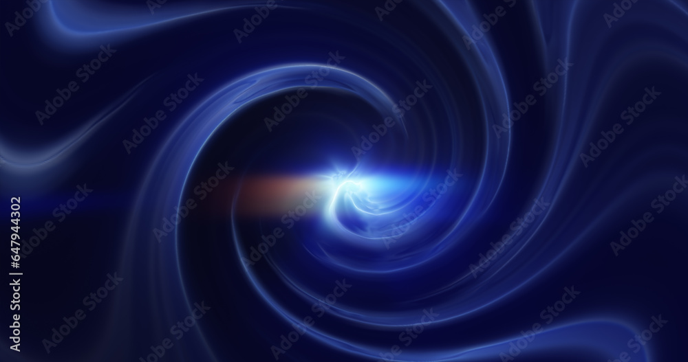 Blue background of twisted swirling energy magical glowing light lines abstract background
