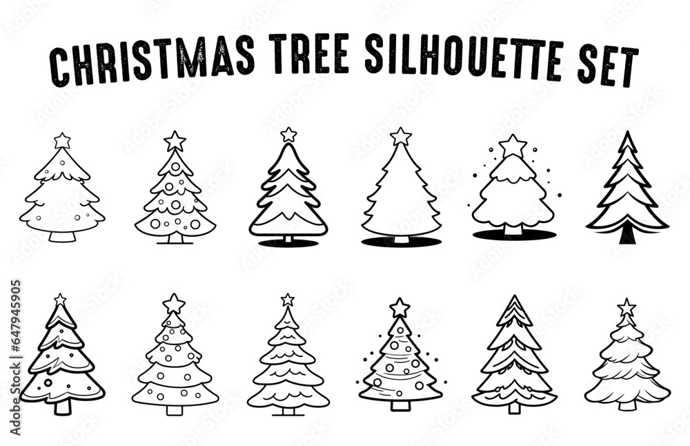 Set Of Christmas Tree Vector Silhouettes Xmas Trees Vector Bundle set-of-christmas-tree-vector-silhouettes-xmas-trees-vector-bundle