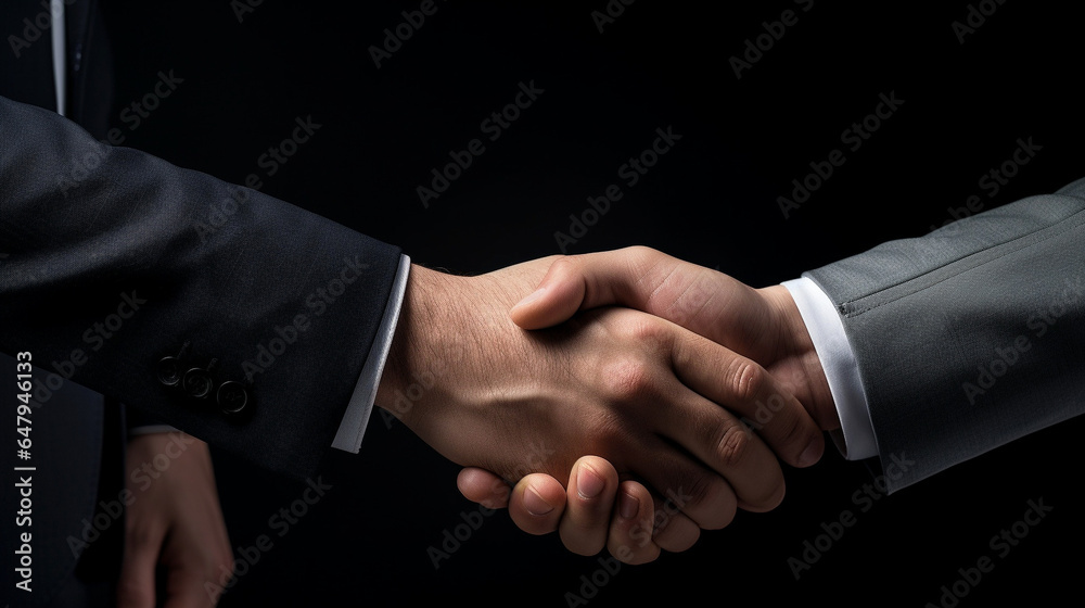 Scene of shaking hands, business men.