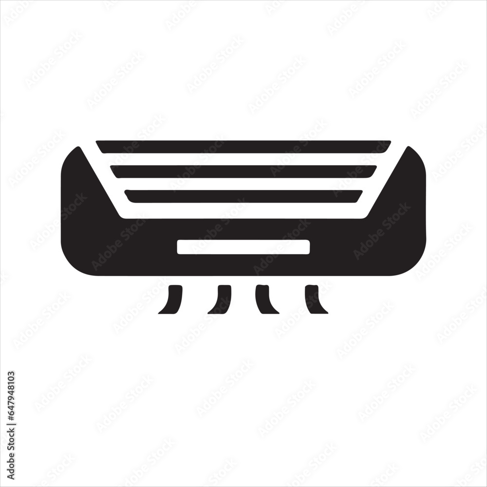Ceiling air conditioning black glyph icon. Thermal comfort. Ac unit