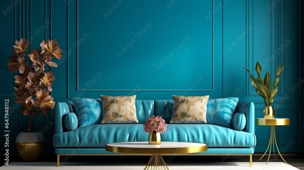 Blue Wall Texture Design For Living Room