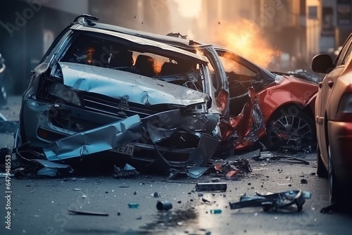 car crash accident on city road