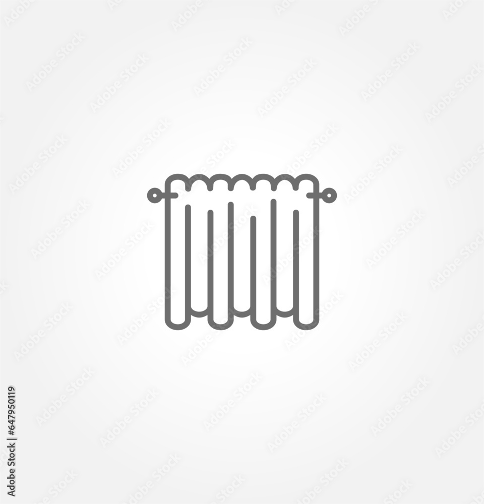Curtains flat line icon. Bathroom curtain sign. Thin linear logo for interior store. drape icon vector. Curtains flat line icon. Bathroom curtain sign. Thin linear logo for interior store. drape icon vector.