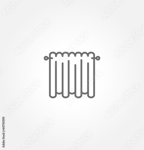 Curtains flat line icon. Bathroom curtain sign. Thin linear logo for interior store. drape icon vector illustration.