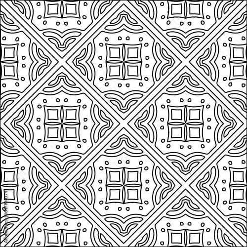 Vector pattern with symmetrical elements . Modern stylish abstract texture. Repeating geometric tiles from striped elements.Black and white pattern.