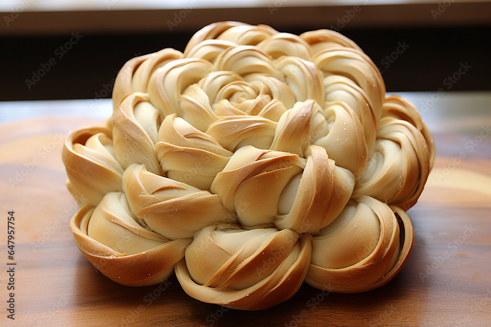 Bread made with a flower pattern.