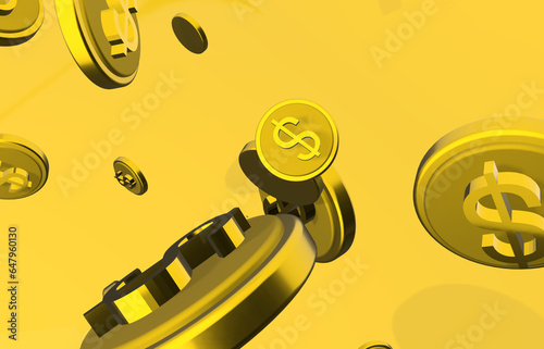 3d falling golden coin background