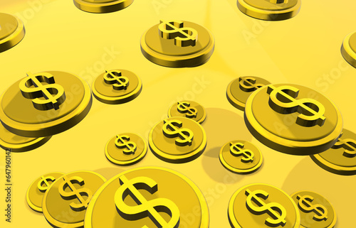 3d falling golden coin background