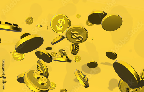 3d falling golden coin background